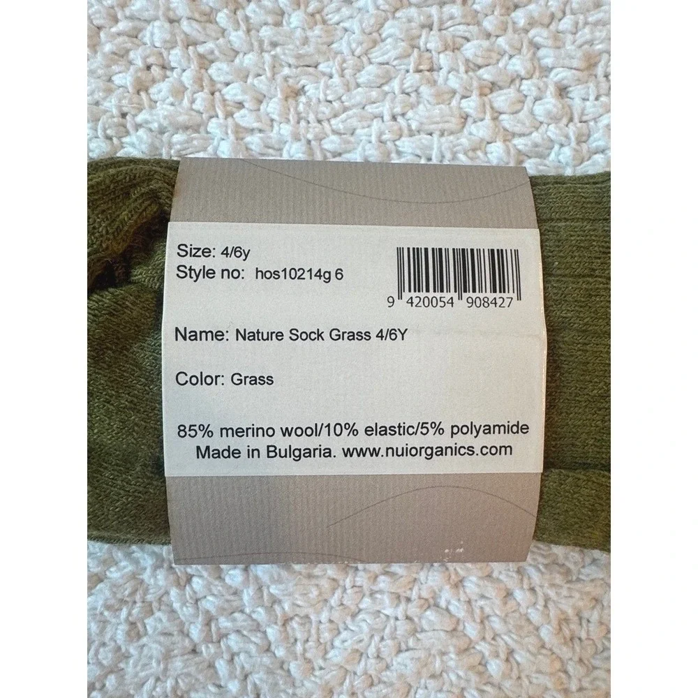 Nui Organics Nature Socks Grass Green 4/6y